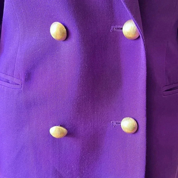 Vintage Saville 100% Wool Two Piece Pleated Skirt Purple Suit Size 12 - Picture 10 of 14